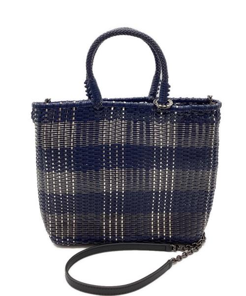 ANTEPRIMA（アンテプリマ）ANTEPRIMA (アンテプリマ) INTRECCIO TARTAN / タータンチェックワイヤーバッグ ネイビーの古着・服飾アイテム