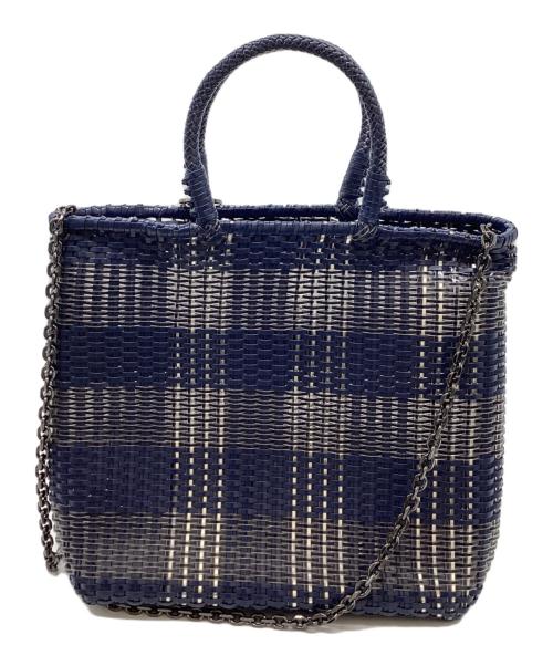 ANTEPRIMA（アンテプリマ）ANTEPRIMA (アンテプリマ) INTRECCIO TARTAN / タータンチェックワイヤーバッグ ネイビーの古着・服飾アイテム