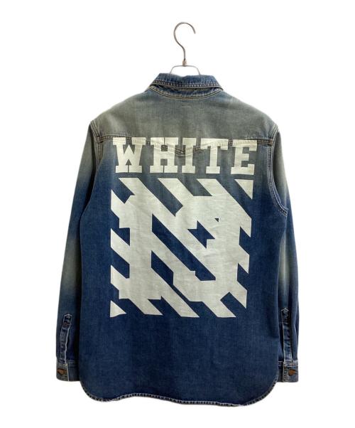 OFFWHITE（オフホワイト）OFFWHITE (オフホワイト) バッグロゴデニムシャツ ブルー サイズ:Lの古着・服飾アイテム