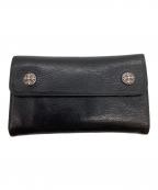 CHROME HEARTSクロムハーツ）の古着「WAVE / ウェーブレザーウォレット / クロスボタン / 三つ折り」｜ブラック