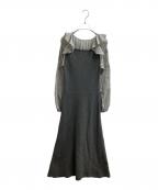 CASA FLINEカーサフライン）の古着「シアーフリルニットドレス　1244305003」｜グレー
