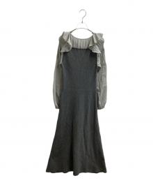 CASA FLINE（カーサフライン）の古着「シアーフリルニットドレス　1244305003」｜グレー