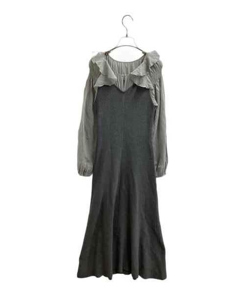 CASA FLINE（カーサフライン）CASA FLINE (カーサフライン) シアーフリルニットドレス　1244305003 グレー サイズ:FREEの古着・服飾アイテム