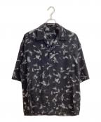 LAD MUSICIANラッドミュージシャン）の古着「DECHINE BIG S/S SHIRT INKJET FEATHER / デシンビッグS/Sシャツインクジェットフェザー / 2318-114」｜ブラック