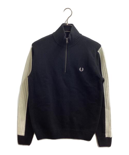 FRED PERRY（フレッドペリー）FRED PERRY (フレッドペリー) RIBBED SLEEVE HALF ZIP JUMPER / リブスリーブハーフジップジャンパー / K1545 ブラック サイズ:M 未使用品の古着・服飾アイテム