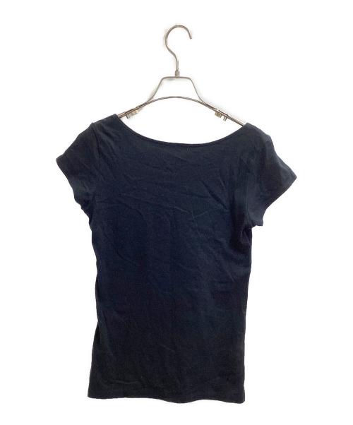 ISSEY MIYAKE（イッセイミヤケ）ISSEY MIYAKE (イッセイミヤケ) リボン貼り付けフレンチスリーブTシャツ ブラック サイズ:2の古着・服飾アイテム
