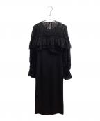 FRAY IDフレイ アイディー）の古着「フェザーレースブラウスセットドレス / FWFO245501」｜ブラック