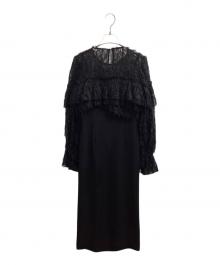 FRAY ID（フレイ アイディー）の古着「フェザーレースブラウスセットドレス / FWFO245501」｜ブラック
