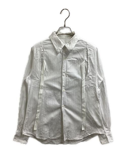 ROBE DE CHAMBRE COMME DES GARCONS（ローブドシャンブル コムデギャルソン）ROBE DE CHAMBRE COMME DES GARCONS (ローブドシャンブル コムデギャルソン) デザインストライプシャツ　RE-B003　AD2001 ホワイト サイズ:Mの古着・服飾アイテム
