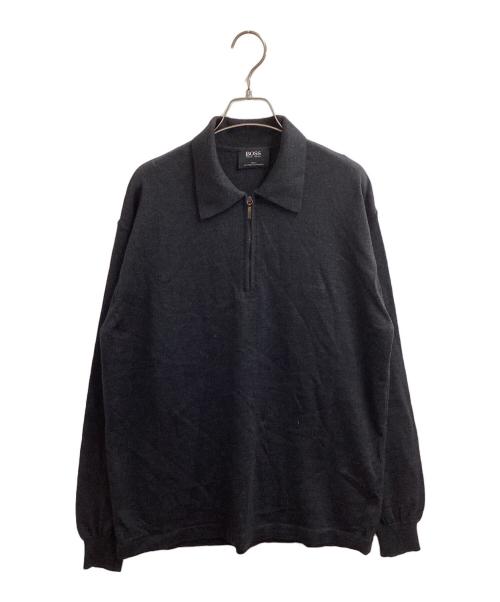 BOSS（ボス）BOSS (ボス) メリノウールエクストラファインハーフジップニット グレー サイズ:記載無しの古着・服飾アイテム