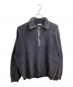 vainl archiveヴァイナルアーカイブ）の古着「ダメージ加工ハーフジップニット / VASN23001 / JEFF / 23SS」｜グレー