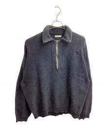 vainl archive（ヴァイナルアーカイブ）の古着「ダメージ加工ハーフジップニット / VASN23001 / JEFF / 23SS」｜グレー