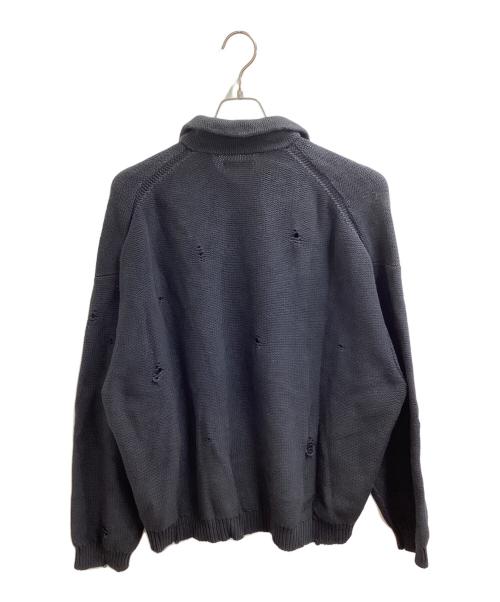 vainl archive（ヴァイナルアーカイブ）VAINL ARCHIVE (ヴァイナルアーカイブ) ダメージ加工ハーフジップニット / VASN23001 / JEFF / 23SS グレー サイズ:Mの古着・服飾アイテム