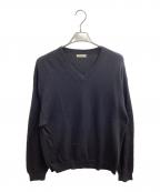 vainl archiveヴァイナルアーカイブ）の古着「AZIZ V NECK KNIT / アジズ Vネックニット /  VASK25S007 / Made in JAPAN」｜ブラック