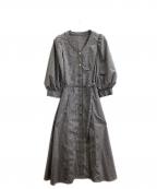 Diagramダイアグラム）の古着「サイドポケットワンピース / グレンチェック / パフスリーブ / 0321331161」｜ブラック