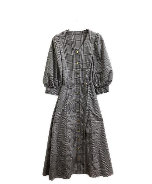 Diagram（ダイアグラム）Diagram (ダイアグラム) サイドポケットワンピース / グレンチェック / パフスリーブ / 0321331161  ブラック サイズ:36の古着・服飾アイテム