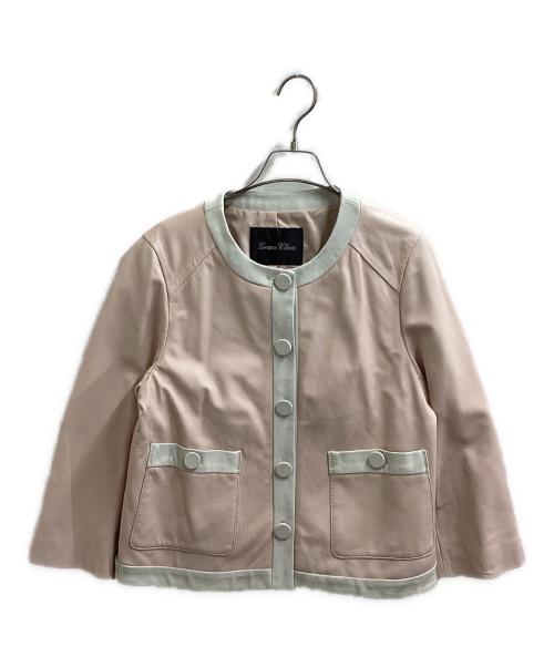 GRACE CLASS（グレースクラス）GRACE CLASS (グレースクラス) バイカラーラムレザージャケット / 0222104308 ピンク サイズ:36の古着・服飾アイテム