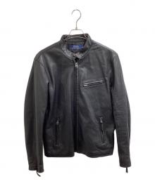 POLO RALPH LAUREN（ポロ・ラルフローレン）の古着「LAMBSKIN CAFE RACER JACKET」｜ブラック