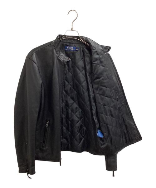POLO RALPH LAUREN（ポロ・ラルフローレン）POLO RALPH LAUREN (ポロ・ラルフローレン) LAMBSKIN CAFE RACER JACKET ブラック サイズ:Lの古着・服飾アイテム