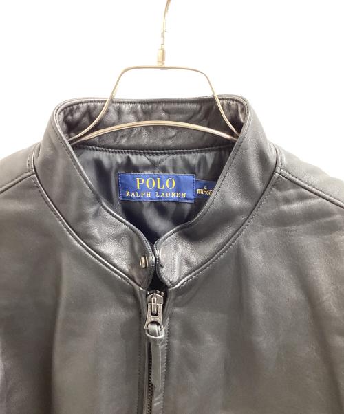 POLO RALPH LAUREN（ポロ・ラルフローレン）POLO RALPH LAUREN (ポロ・ラルフローレン) LAMBSKIN CAFE RACER JACKET ブラック サイズ:Lの古着・服飾アイテム