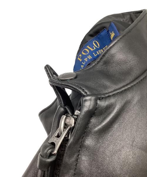 POLO RALPH LAUREN（ポロ・ラルフローレン）POLO RALPH LAUREN (ポロ・ラルフローレン) LAMBSKIN CAFE RACER JACKET ブラック サイズ:Lの古着・服飾アイテム