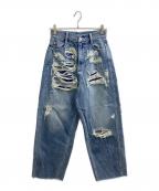 Ameriアメリ）の古着「UND HARD DAMAGE LOOSE DENIM / ハードダメージルーズデニム / 0225208610890」｜インディゴ