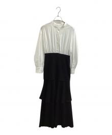 Ameri（アメリ）の古着「24AW / SHIRT DOCKING TIERED DRESS / シャツドッキングティアードドレス / 0224205960130」｜ブラック×ホワイト
