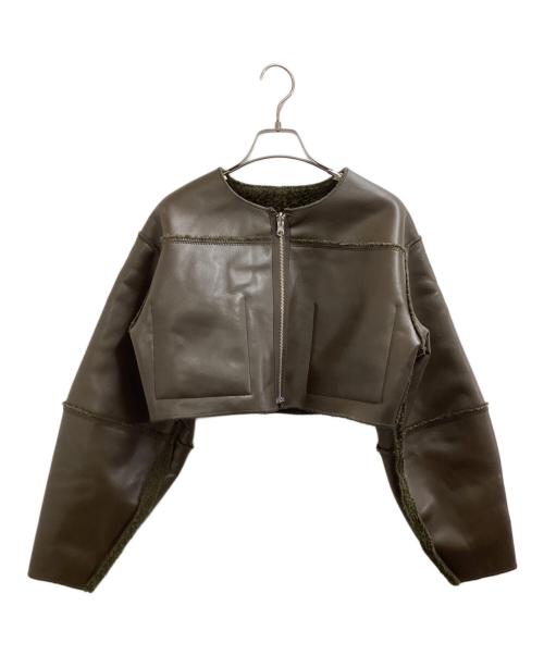Ameri（アメリ）Ameri (アメリ) BOA COLLARLESS REVERSIBLE SHORT JACKET（ボアカラーレスリバーシブルショートジャケット）/ 0125206960680 ブラウン×グリーン サイズ:Sの古着・服飾アイテム