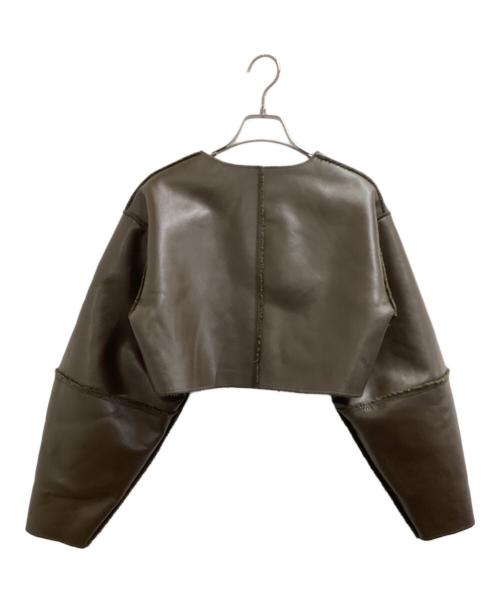 Ameri（アメリ）Ameri (アメリ) BOA COLLARLESS REVERSIBLE SHORT JACKET（ボアカラーレスリバーシブルショートジャケット）/ 0125206960680 ブラウン×グリーン サイズ:Sの古着・服飾アイテム