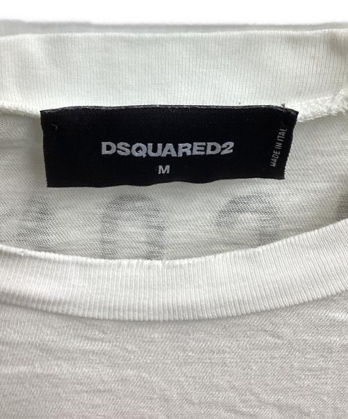 DSQUARED2（ディースクエアード）DSQUARED2 (ディースクエアード) ダメージ加工カットソー　/　S71GD0313 S22507　/　ﾀﾞﾒｰｼﾞ加工 ホワイト サイズ:Mの古着・服飾アイテム