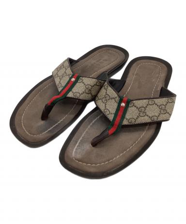 GUCCI　グッチ　シェリーライン　グッチシマ　GGロゴ　トング　レザーサンダル 中古・古着通販】GUCCI (グッチ) GGスプリーム シェリーライントング