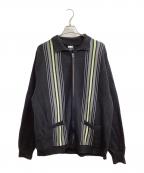 FTCエフティーシー）の古着「STRIPE ZIP UP KNIT CARDIGAN」｜ブラック