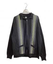 FTC（エフティーシー）の古着「STRIPE ZIP UP KNIT CARDIGAN」｜ブラック