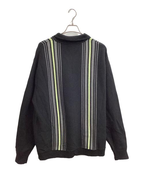 FTC（エフティーシー）FTC (エフティーシー) STRIPE ZIP UP KNIT CARDIGAN ブラック サイズ:XLの古着・服飾アイテム