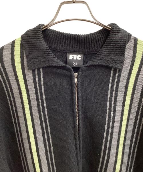 FTC（エフティーシー）FTC (エフティーシー) STRIPE ZIP UP KNIT CARDIGAN ブラック サイズ:XLの古着・服飾アイテム