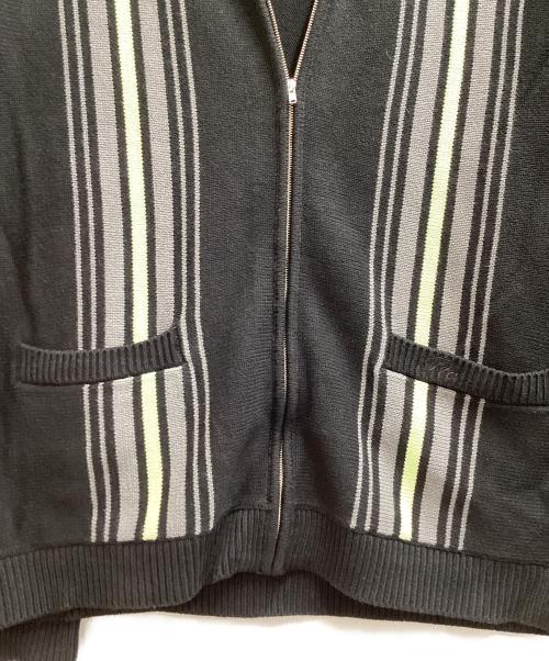 FTC（エフティーシー）FTC (エフティーシー) STRIPE ZIP UP KNIT CARDIGAN ブラック サイズ:XLの古着・服飾アイテム