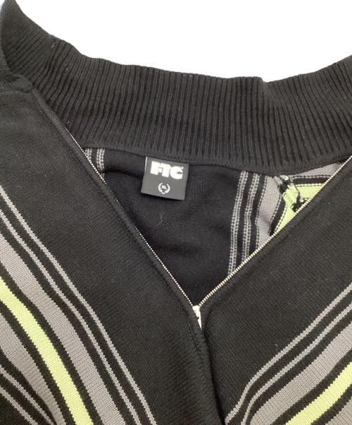 FTC（エフティーシー）FTC (エフティーシー) STRIPE ZIP UP KNIT CARDIGAN ブラック サイズ:XLの古着・服飾アイテム