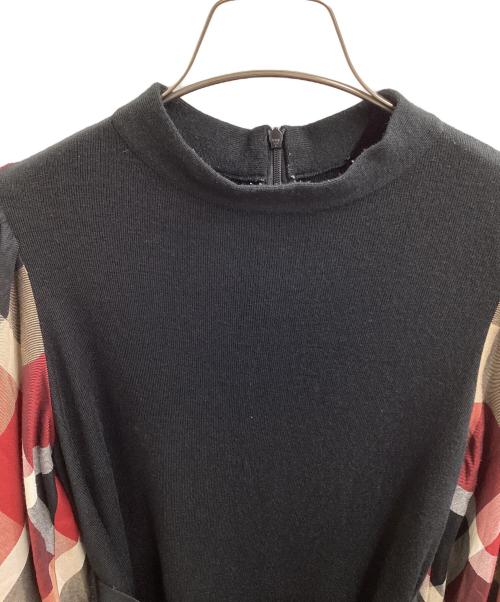 BLUE LABEL CRESTBRIDGE（ブルーレーベルクレストブリッジ）BLUE LABEL CRESTBRIDGE (ブルーレーベルクレストブリッジ) チェックスリーブコンシャスワンピース / 55J09-832-09 ブラック サイズ:36の古着・服飾アイテム