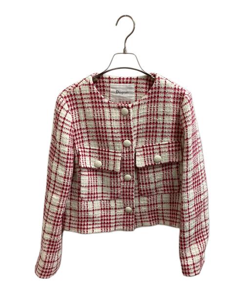 Diagram（ダイアグラム）Diagram (ダイアグラム) チェックツイードジャケット　/　0323101133 レッド×アイボリー サイズ:36の古着・服飾アイテム