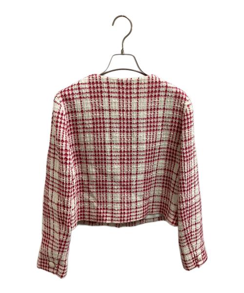 Diagram（ダイアグラム）Diagram (ダイアグラム) チェックツイードジャケット　/　0323101133 レッド×アイボリー サイズ:36の古着・服飾アイテム