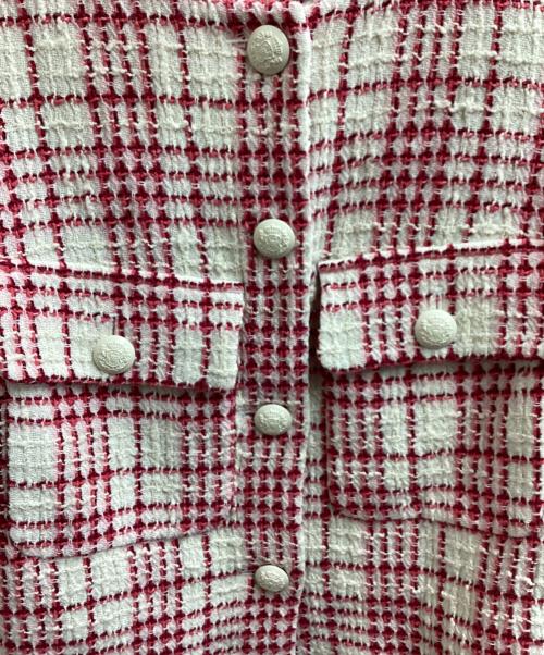Diagram（ダイアグラム）Diagram (ダイアグラム) チェックツイードジャケット　/　0323101133 レッド×アイボリー サイズ:36の古着・服飾アイテム