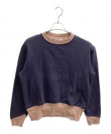 MARNI（マルニ）の古着「バイカラークルーネックスウェット」｜ネイビー×ピンク