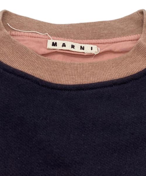 MARNI（マルニ）MARNI (マルニ) バイカラークルーネックスウェット ネイビー×ピンク サイズ:46の古着・服飾アイテム
