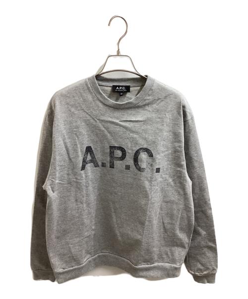 A.P.C.（アーペーセー）A.P.C. (アーペーセー) IENA (イエナ) 別注 ロゴプリント スウェットライク ロングスリーブ グレー サイズ:XSの古着・服飾アイテム
