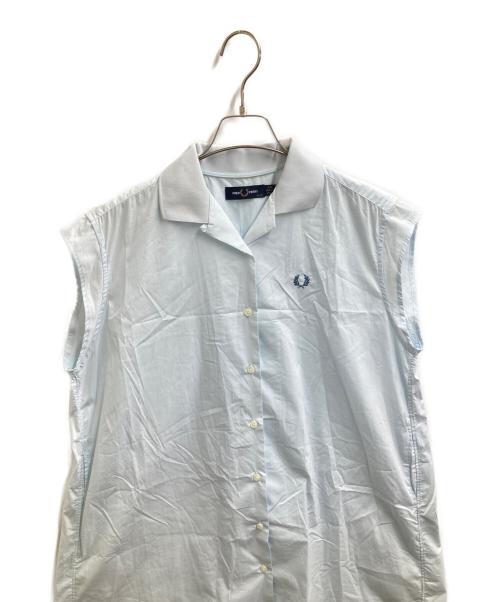 FRED PERRY（フレッドペリー）FRED PERRY (フレッドペリー) リブカラードレスワンピース ブルー サイズ:36の古着・服飾アイテム
