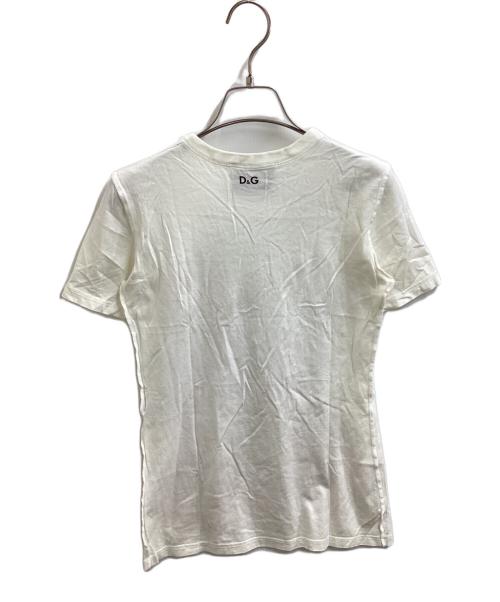 DOLCE & GABBANA（ドルチェ＆ガッバーナ）DOLCE & GABBANA (ドルチェ＆ガッバーナ) リボンプリントTシャツ ホワイト サイズ:36の古着・服飾アイテム