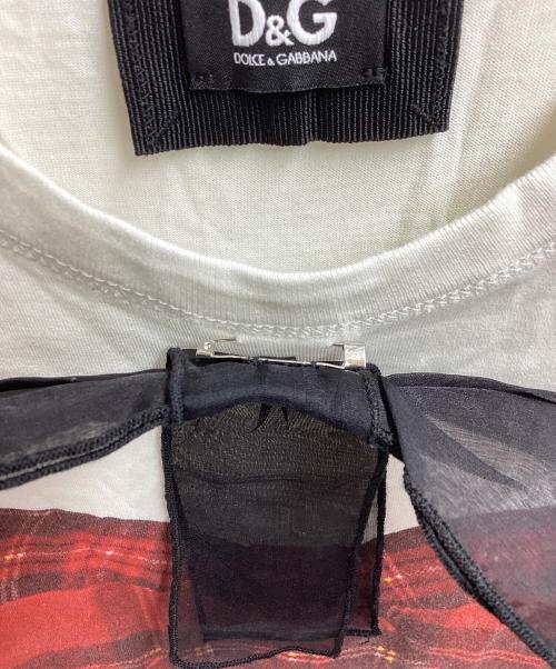 DOLCE & GABBANA（ドルチェ＆ガッバーナ）DOLCE & GABBANA (ドルチェ＆ガッバーナ) リボンプリントTシャツ ホワイト サイズ:36の古着・服飾アイテム