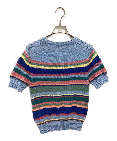 POLO RALPH LAUREN（ポロ・ラルフローレン）POLO RALPH LAUREN (ポロ・ラルフローレン) MULTI-STRIPED S/S KNIT / POLO 半袖コットンニット / 211744790001 ブルー サイズ:Sの古着・服飾アイテム
