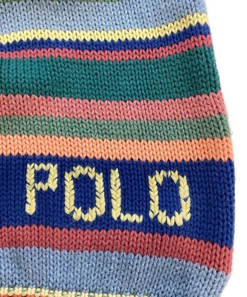 POLO RALPH LAUREN（ポロ・ラルフローレン）POLO RALPH LAUREN (ポロ・ラルフローレン) MULTI-STRIPED S/S KNIT / POLO 半袖コットンニット / 211744790001 ブルー サイズ:Sの古着・服飾アイテム