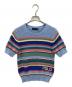 POLO RALPH LAUREN（ポロ・ラルフローレン）の古着「MULTI-STRIPED S/S KNIT / POLO 半袖コットンニット / 211744790001」｜ブルー